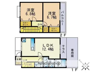 パピヨン若久【1階】の間取り