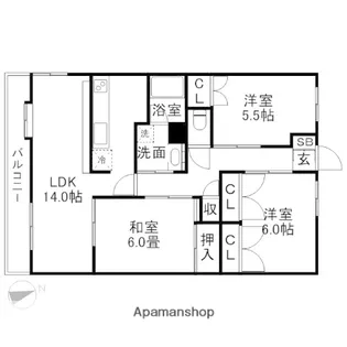 グリーンマンションやよい坂Ⅱ【4階】の間取り