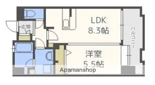 アスピーテ渡辺通り【5階】の間取り