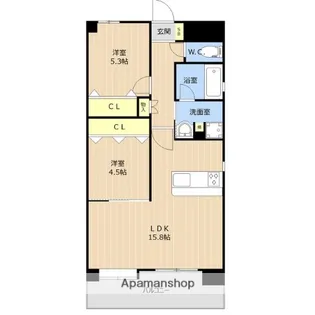 グランシャリオ高宮東【6階】の間取り