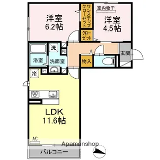 D−ROOM西長住 弐番館【2階】の間取り