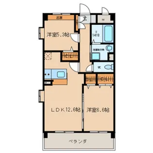 ウイングヒルズ参番館【2階】の間取り