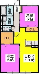 ローズハイム野多目【2階】の間取り
