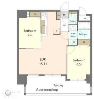 エンクレストパサージュ博多【9階】の間取り