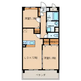 2LDKの間取り画像