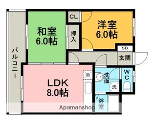 キャッスル泉屋Ⅱ【3階】の間取り