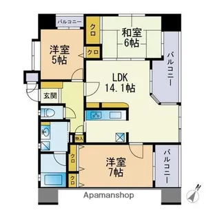 エイルマンション博多駅東コンフォート【9階】の間取り