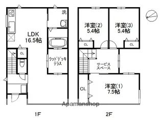 福岡県福岡市中央区福浜1丁目【一戸建】の間取り