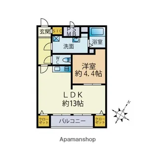 蓮葉マンション(リノベーション物件)【4階】の間取り