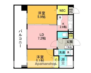 QUINTET MINAMI FUKUOKA【7階】の間取り