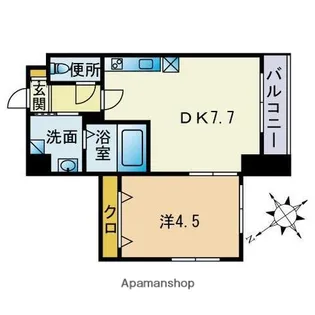 アーバンフラッツ天神東Ⅰ【7階】の間取り