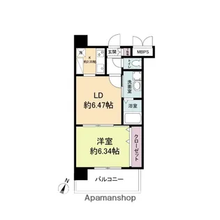 レジディア天神【6階】の間取り