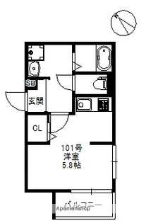 メゾンソレイユ吉塚【2階】の間取り