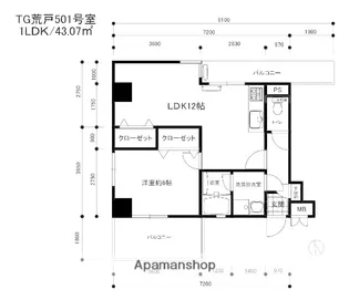 テングッド荒戸(旧シーガル荒戸)【5階】の間取り