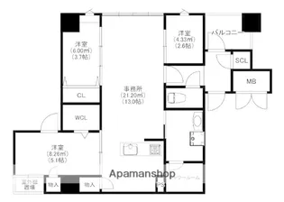 MODERN PALAZZO薬院2丁目【4階】の間取り