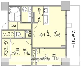 ゼクシオン博多【4階】の間取り