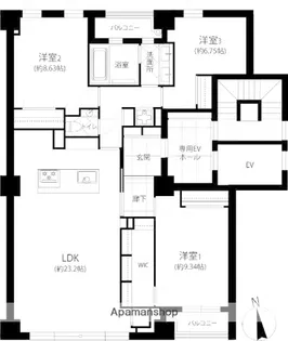 THE GOLDMANCASTLE SAKURAZAKA FOR【2階】の間取り