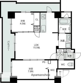 福岡県福岡市博多区東光寺町1丁目【マンション】の間取り