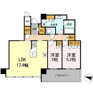 プレミスト天神赤坂タワー1806号室【18階】の間取り