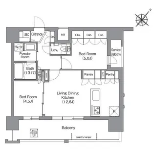 シーズンフラッツ渡辺通【12階】の間取り