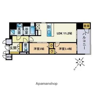 JP NOIE 天神南【13階】の間取り