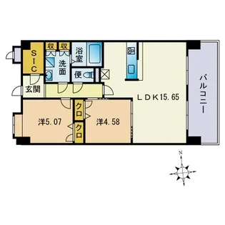 LASANTE大橋リバーサイドテラス【7階】の間取り