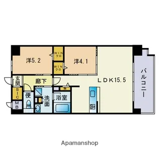 ウェルス雑餉隈駅前【3階】の間取り