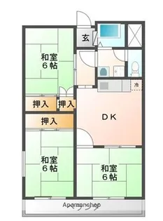 ハピネス岡村【4階】の間取り