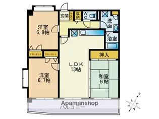 福岡県福岡市博多区東平尾2丁目【マンション】の間取り