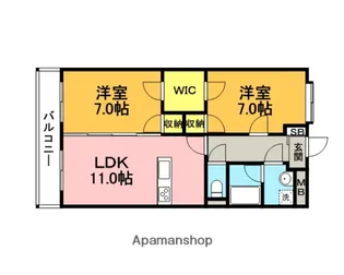 エクセレンテシャルム【7階】の間取り