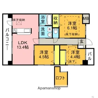 ルネス・プチマルシェ【3階】の間取り