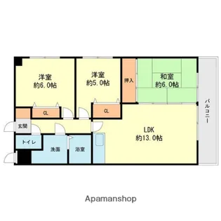 ファミール1筒井【4階】の間取り