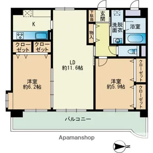 グランポンアミティエ【6階】の間取り
