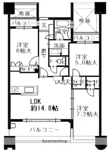 サングレート薬院駅ロイヤルウィン【13階】の間取り