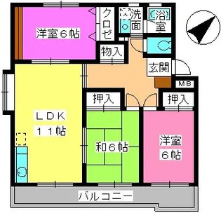 シティーコア大和【1階】の間取り