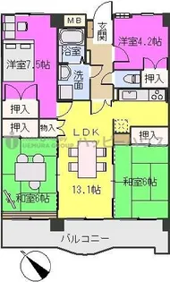 シャトレ博多南【4階】の間取り