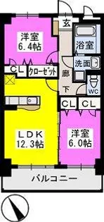 福岡県大野城市横峰2丁目【マンション】の間取り