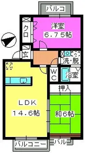 2LDKの間取り画像
