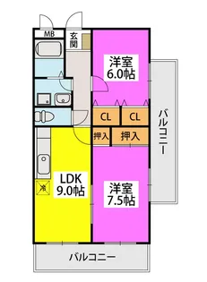 クレセント下大利【2階】の間取り