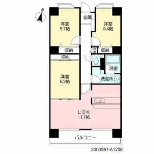 プライムメゾン百道浜【12階】の間取り