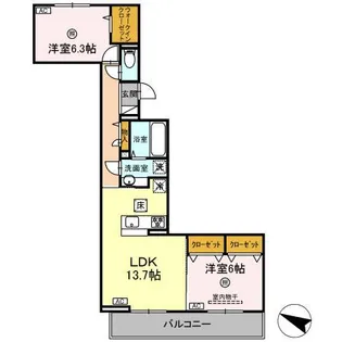 D-ROOM KAWAZOE【1階】の間取り