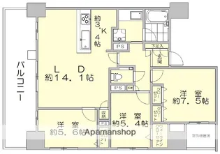 ゼクシオン博多【13階】の間取り