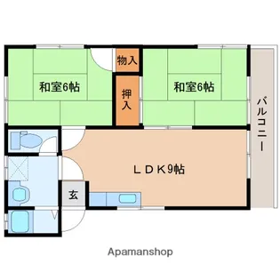 ハイツ岡下【1階】の間取り
