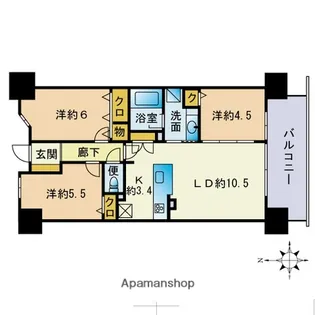 ポレスター博多ミッドシティ【6階】の間取り