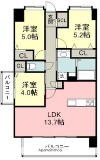 プラトウズ仲原【2階】の間取り
