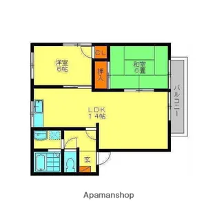 2LDKの間取り画像