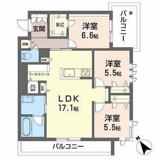シャーメゾンIROHA【2階】の間取り