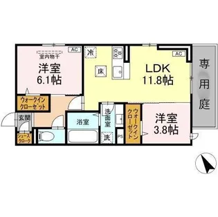トリシア野多目Ⅱ【1階】の間取り