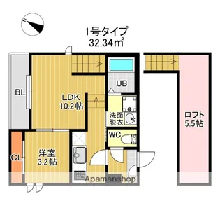 GRキャスバルクォーレ二日市【2階】の間取り