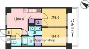 コンダクト福岡東【10階】の間取り